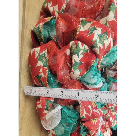 Multi-Colored, Festive, Looped Ribbon Christmas Wreath, small (18 - 21 in) No 1 - Picture 3 of 4